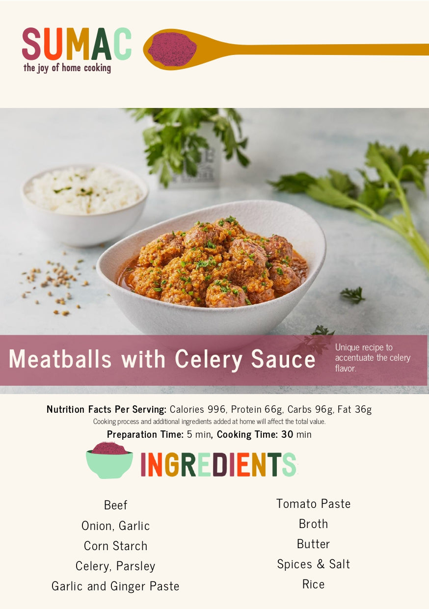 Meatballs with Celery Sauce and Rice